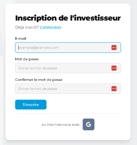 Lande Finance Inscription Page