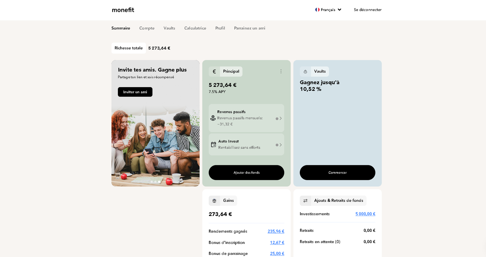 Monefit Interface